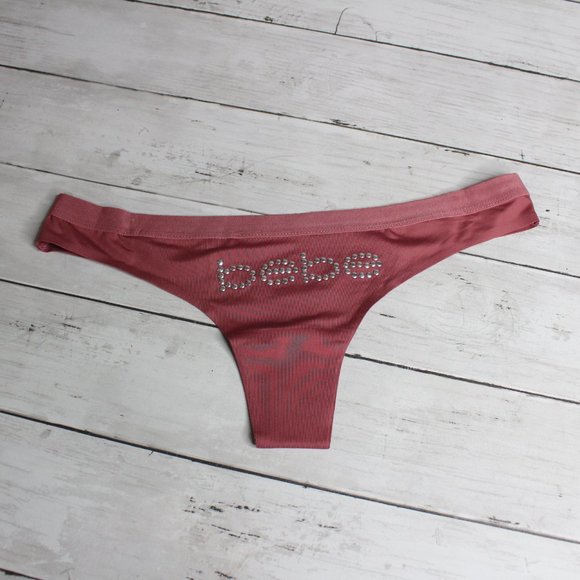 bebe Intimates Women's Thong Panties Size M Sexy Studded Black Pink - Picture 6 of 9